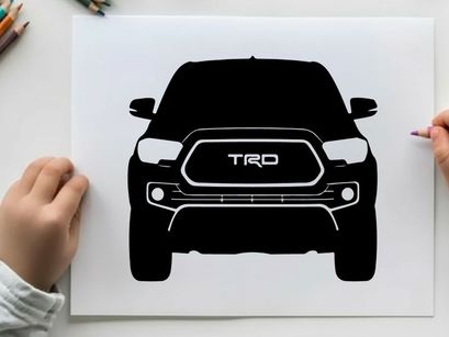 Black silhouette of a toyota tacoma trd truck front view