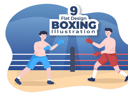9 Professional Boxing Cartoon Illustration