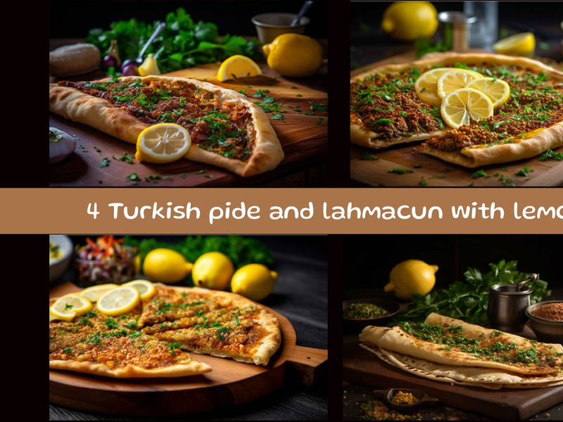 Turkish pide and lahmacun with lemon