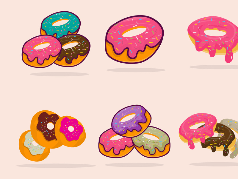 Donut Icon Illustration, Isolated Vector, Cartoon Style Food Concept