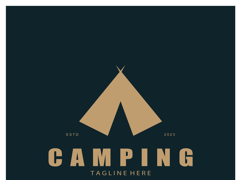 vintage and retro tent logo, camping. With tent, tree and bonfire sign. adventurers, scouts, climbers, camping equipment center