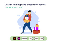 A Man Holding Gifts flat modern design