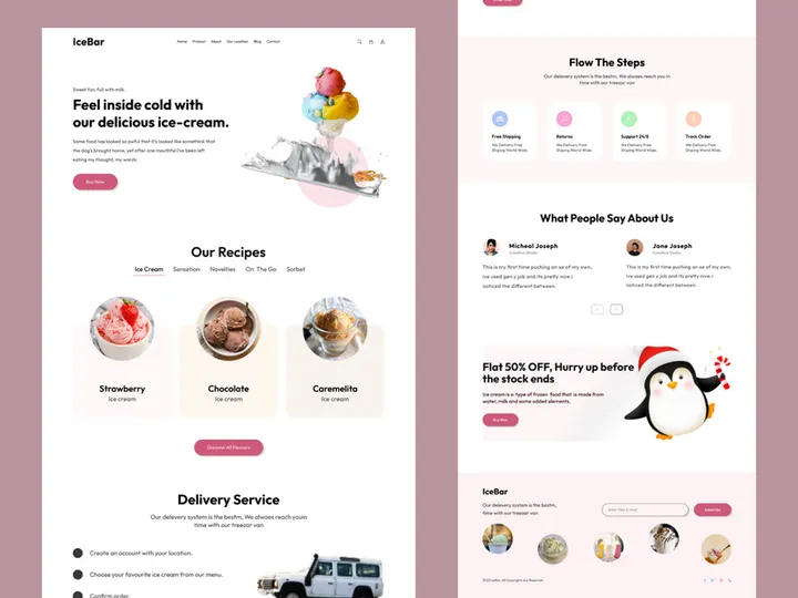 Ice creem website landing page