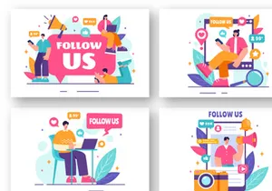 12 Follow Us and Like Illustration