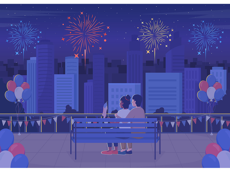 Celebration of Independence day in evening illustration