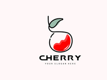 Cherry Fruit logo, Red Colored plant vector illustration, Fruit Shop Design, Company, Sticker, Product Brand