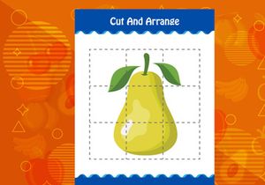 5 Pages Cut and arrange with a fruit worksheet for kids. Educational game for children