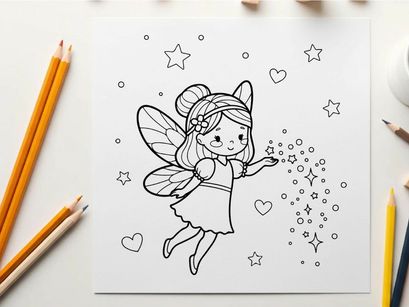 Cute fairy girl flying with magic sparkles vector illustration