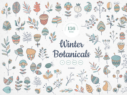 Winter Botanicals Vector Illustrations