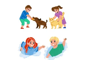 Kid boy girl characters