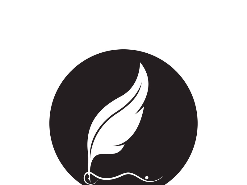 Feather quill design icon and logo illustration classic stationery