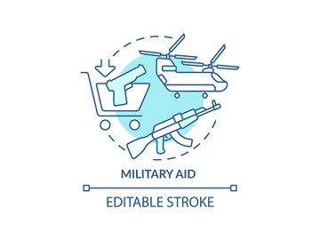 Military aid turquoise concept icon preview picture