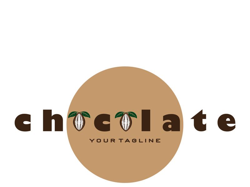 cocoa logo,cocoa bean,cocoa tree,cocoa branches and leaves,chocolate mix on white background,vintage,modern,simple,minimalist icon illustration template design vector