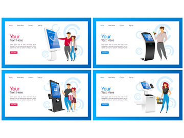 Payment terminal landing page vector template set preview picture