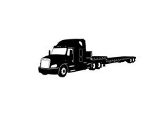 Silhouette of a semi truck with trailer