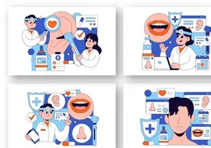 10 Otorhinolaryngologist Vector Illustration