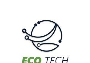 Eco technology business vector design modern. Nature technology logo with leaf and circuit tech minimalist vector illustration
