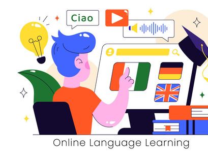 10 Online Language Learning Illustration