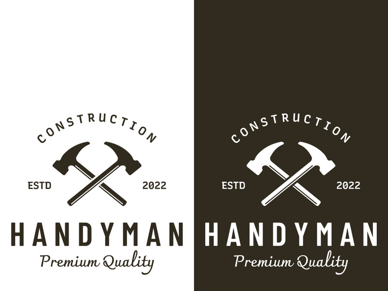 Vintage retro crossed hammers logo.