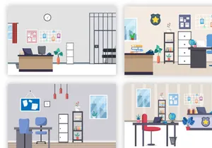 20 Police Station Department Building Illustration
