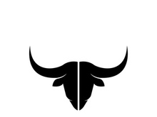 Retro vintage bull head horns logo design.
