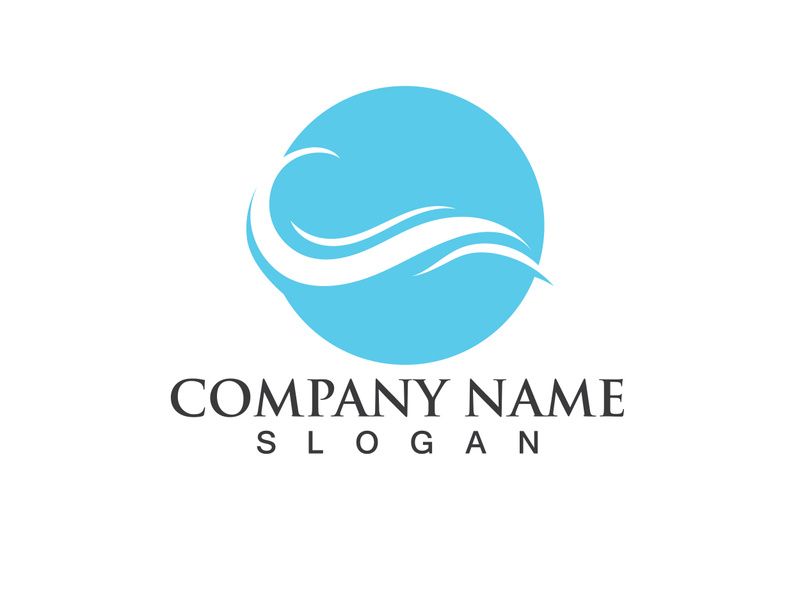 Wave Blue Water beach Logo vector Icon