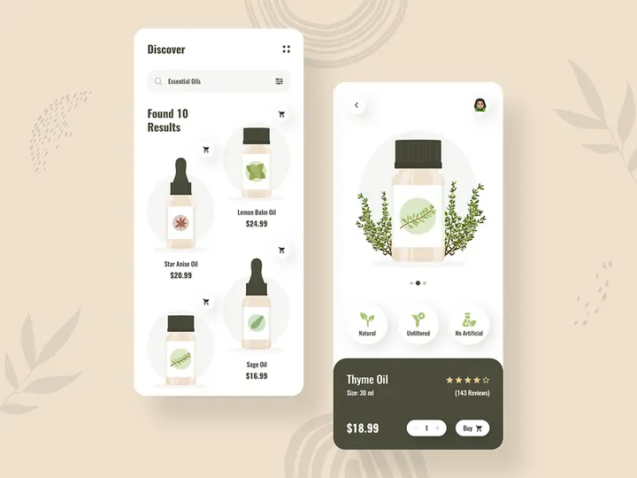 Essential Oil eCommerce App Design