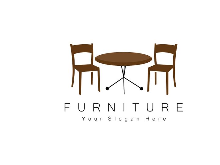Furniture Logo Design, Home Furniture Illustration Table Icons, Chairs, Cupboards, Lamps