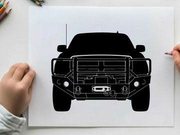 Silhouette of a rugged off road vehicle with a grill and bumper preview picture