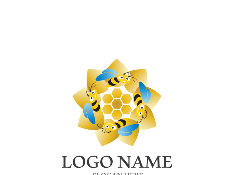 Bee logo vector icon illustration design