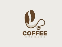 coffee bean drink logo design in brown color vector illustration