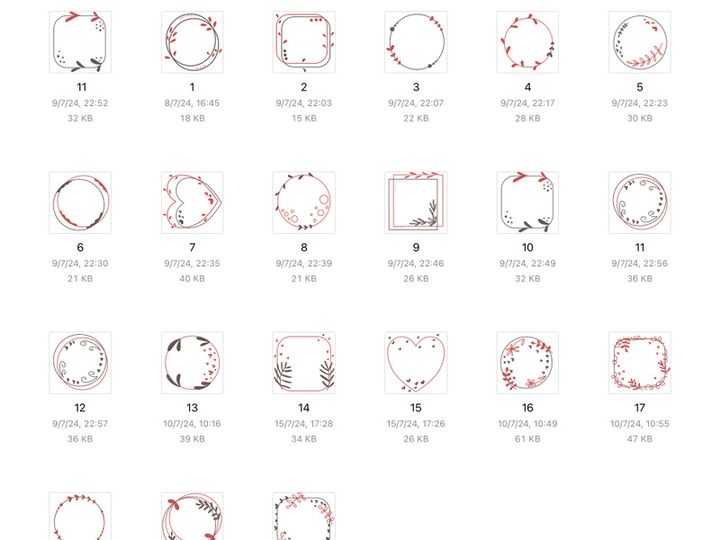 20 icons red brown floral frame flowers