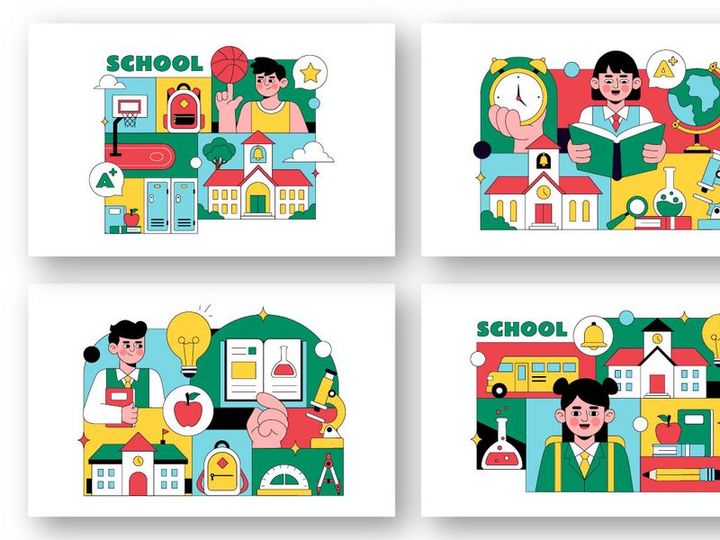 10 School Vector Illustration