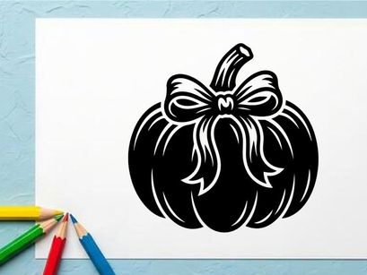 Stylized Halloween Pumpkin with Bow for Fall Decor and Celebrations