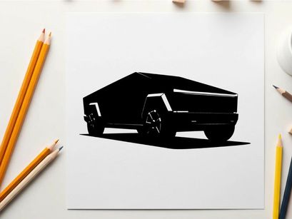 Silhouette of a futuristic electric vehicle tesla cybertruck