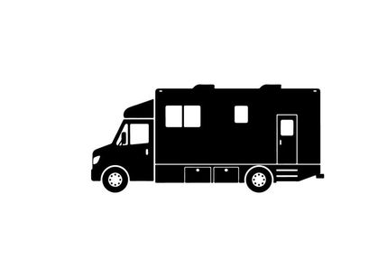 Silhouette of a large recreational vehicle or motorhome