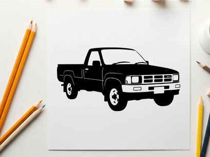Silhouette of a pickup truck with a white background silhouette