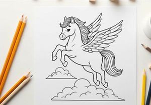 Flying white unicorn with wings vector illustration flat design