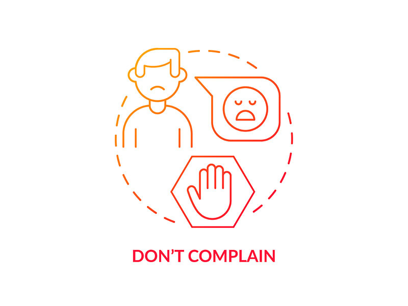 Do not complain red gradient concept icon