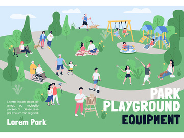 Park playground equipment banner flat vector template preview picture