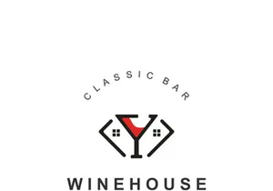 Wine house logo design cretive with drink glass and house template