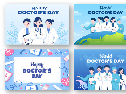 12 World Doctors Day Vector illustration