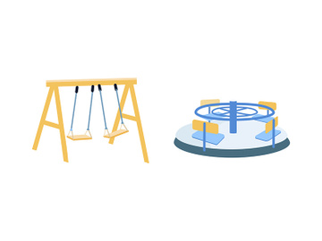 Playground equipment flat color vector objects set preview picture