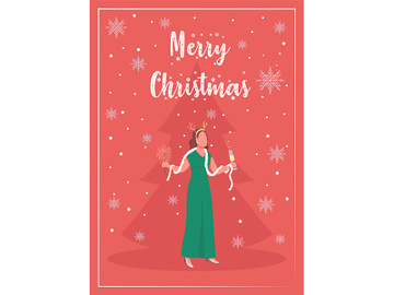 Winter holiday party greeting card flat vector template preview picture