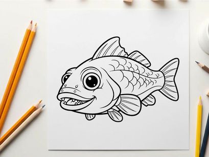 Cute smiling fish vector illustration flat design