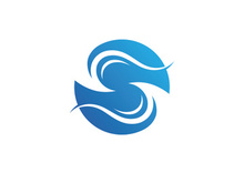 Blue water wave logo, vector icon illustration
