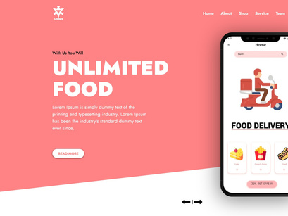 E-commerce Online Food Delivery Landing Page Illustration Template Design