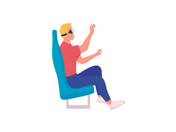 Using virtual reality devices flat color vector faceless character preview picture