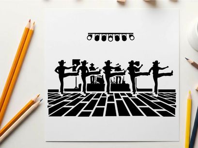 Silhouette of dancers performing on stage with spotlight