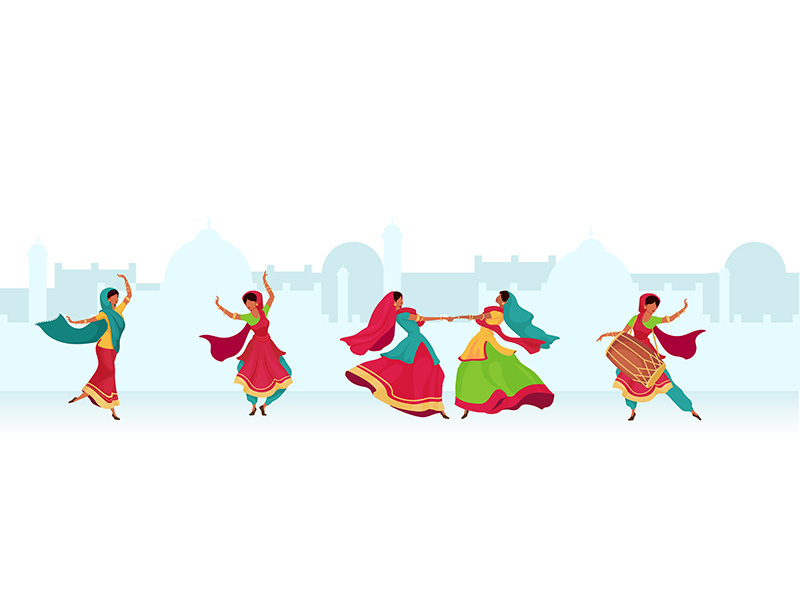 Diwali celebration flat color vector illustration